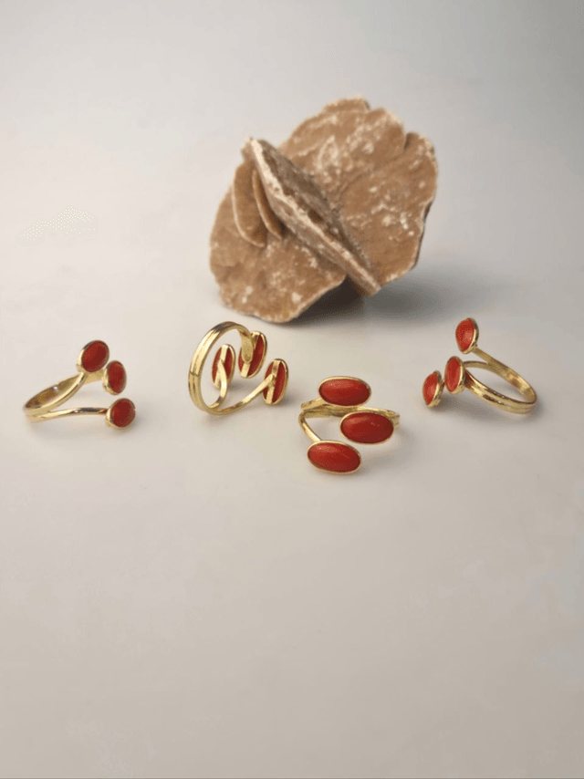 Anello 3 Spole di Corallo Rosso