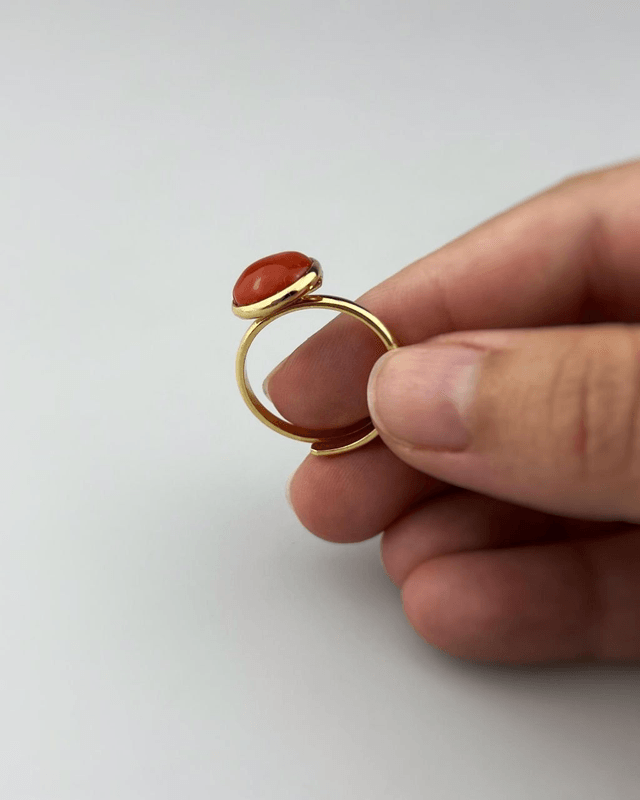 Anello Pepita Corallo Rosso Minimal