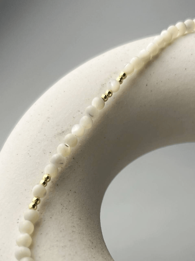 Collana Figli del Sole in Ematite Dorata e Perle