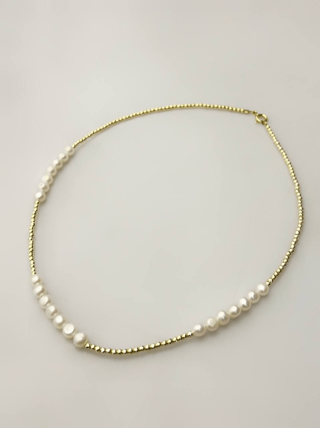 Collana Figli del Sole in Ematite Dorata e Perle