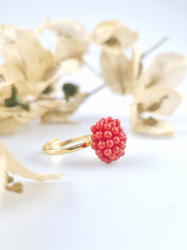 Anello Lampone Tessiti in Corallo