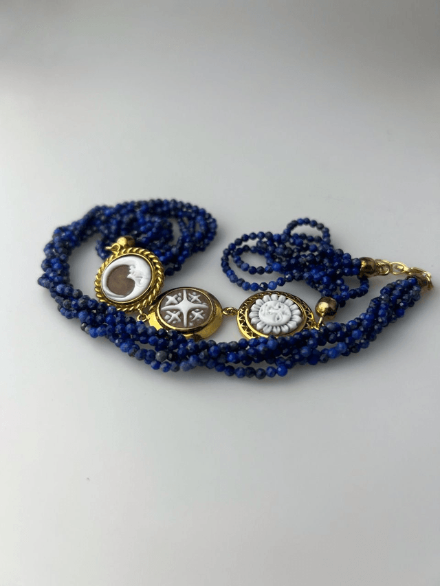 Collana Astrale in Cammeo e Lapis lazzuli