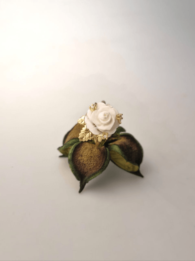 Anello Rosa Aurea in Cammeo 14mm