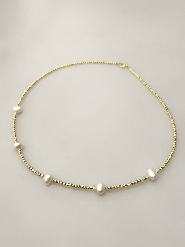 Collana Figli del Sole in Ematite Dorata e Perle
