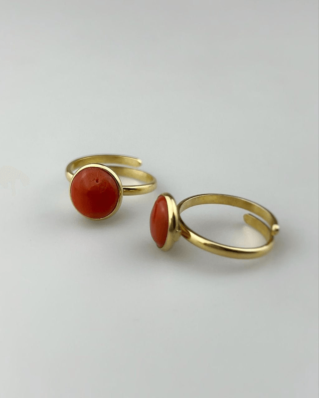 Anello Pepita Corallo Rosso Minimal