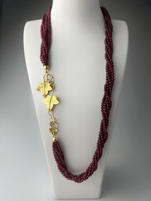 Collana Vite in Granato e Argento Dorato