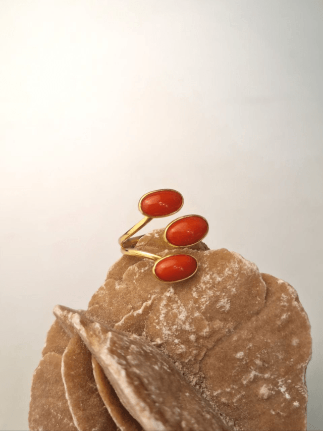 Anello 3 Spole di Corallo Rosso