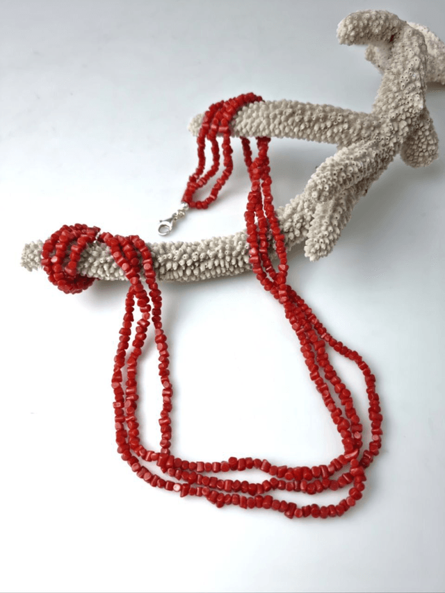 Collana 3 fili di Corallo Rosso