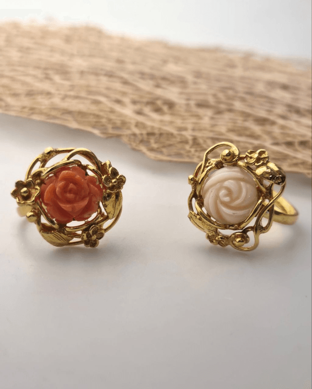 Anello Flora con Rosa in Corallo