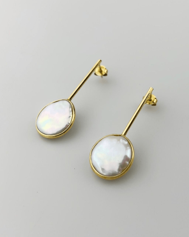 Orecchini Selene con Perla Moneta Pendolo