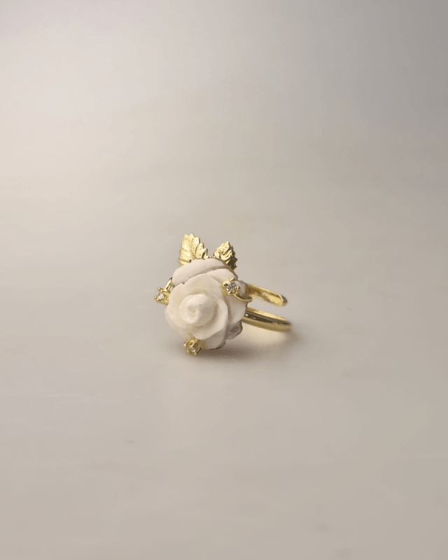 Anello Rosa Aurea in Cammeo 14mm