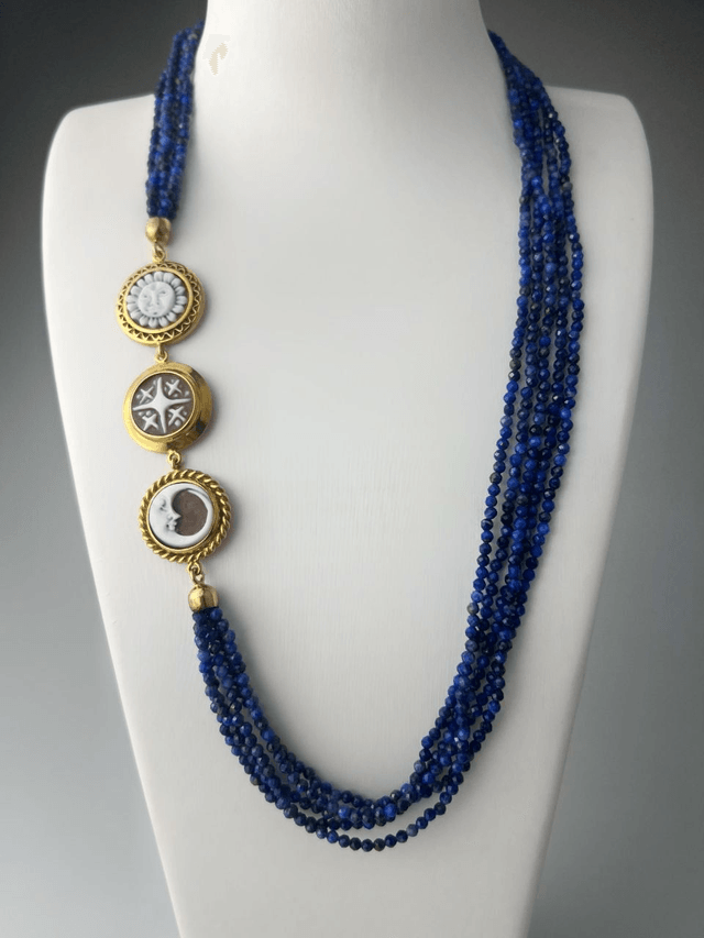 Collana Astrale in Cammeo e Lapis lazzuli
