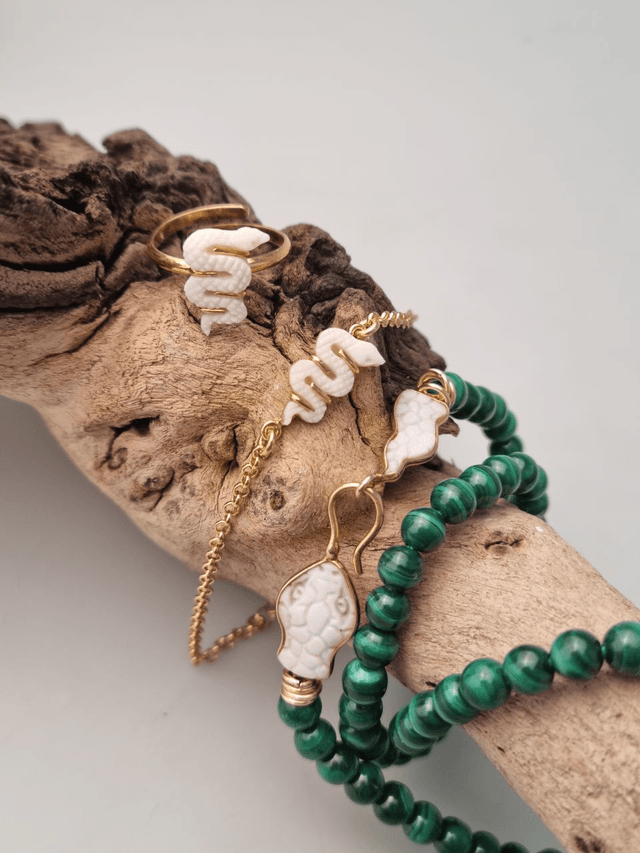  Anello Serpente Bianco Cammeo