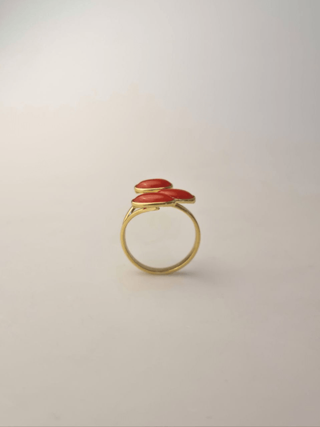 Anello 3 Spole di Corallo Rosso