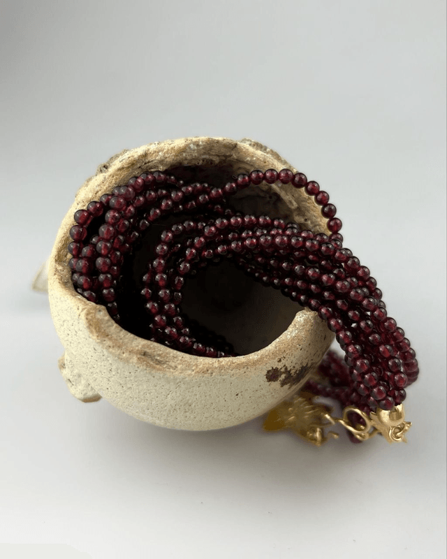 Collana Vite in Granato e Argento Dorato