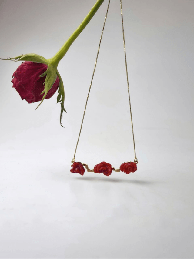 Collana Rosa Corallo Spinata