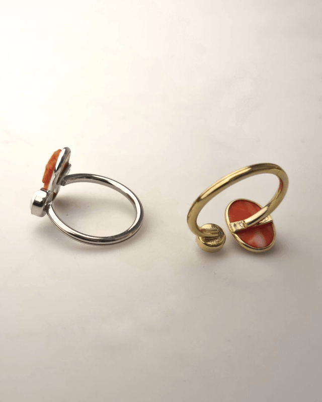 Anello del Desiderio Cammeo in Corallo e Perla