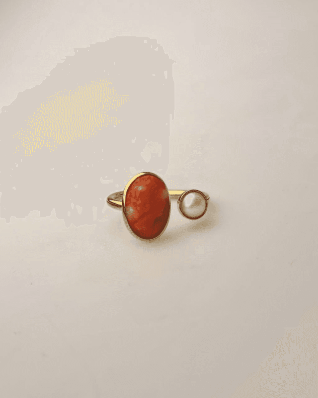 Anello del Desiderio Cammeo in Corallo e Perla