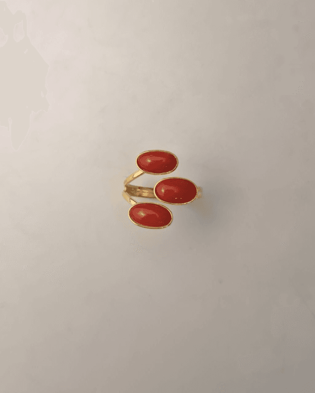 Anello 3 Spole di Corallo Rosso