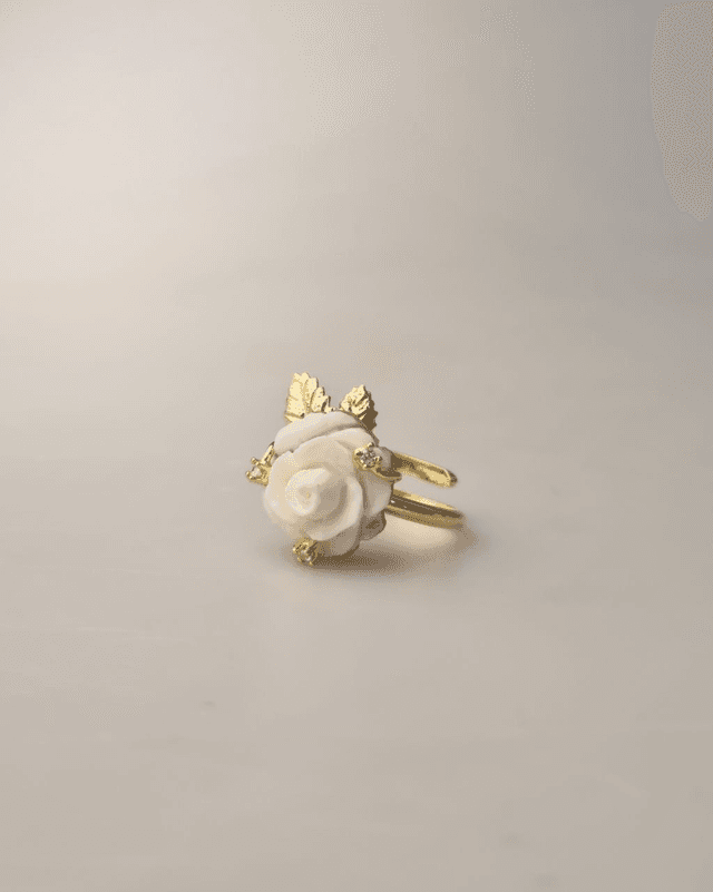 Anello Rosa Aurea in Cammeo 14mm